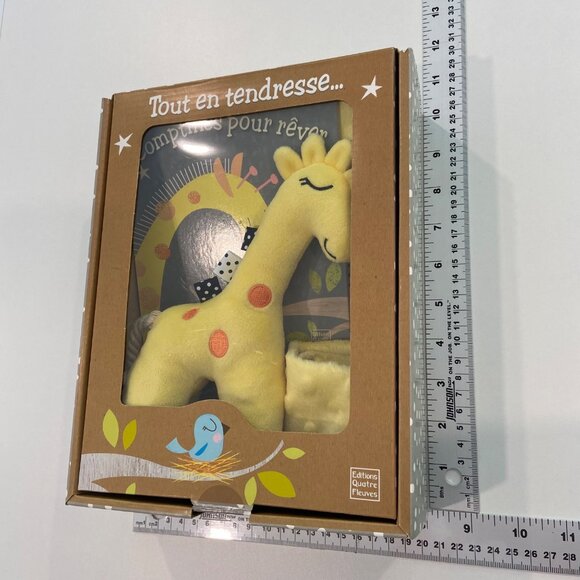 French Baby Storybook Gift Set With Plush Giraffe Rattle & Blanket By Editions Q - Picture 12 of 14